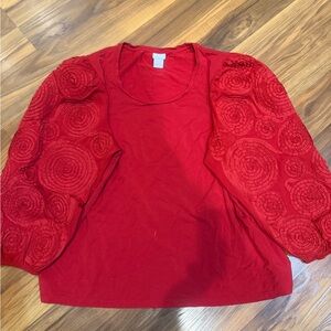 Chico's Scarlet Blouse with Swirl Sleeves